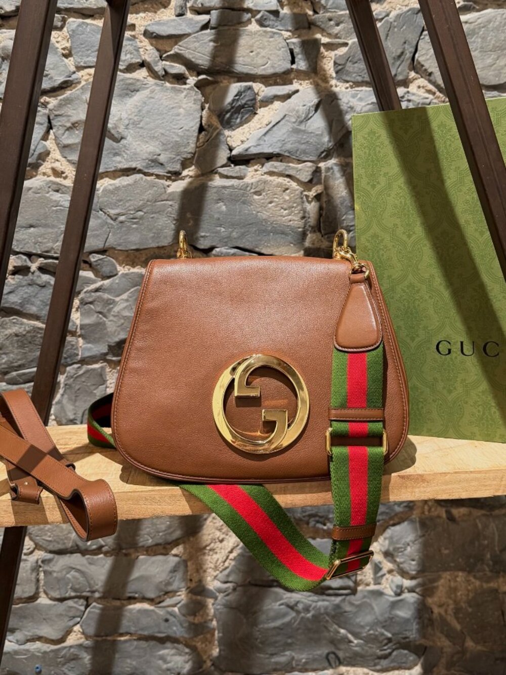 Gucci Brown Leather Blondie Medium Shoulder Flap Bag W/ 2 Straps
